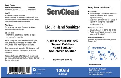 Liquid Hand Sanitizer 100 mL Ndc 64646-329-96 (Liquid Label 100ml 96)